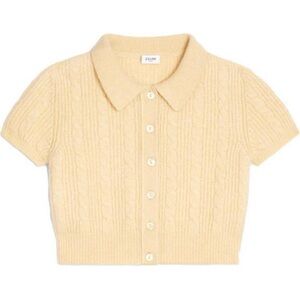 Celine Cropped Cashmere Cardigan in Yellow